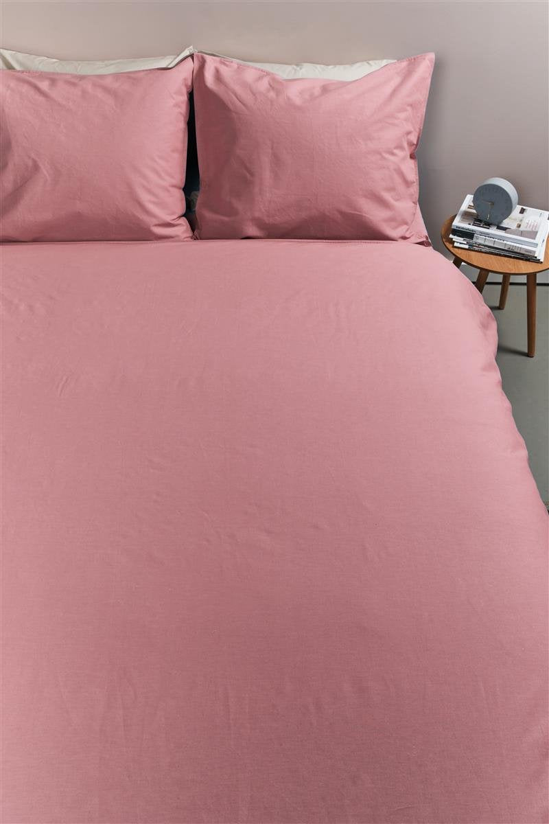 Ambiante cotton uni dekbedovertrek - effen - lits-jumeaux - 240x200 220 cm - roze