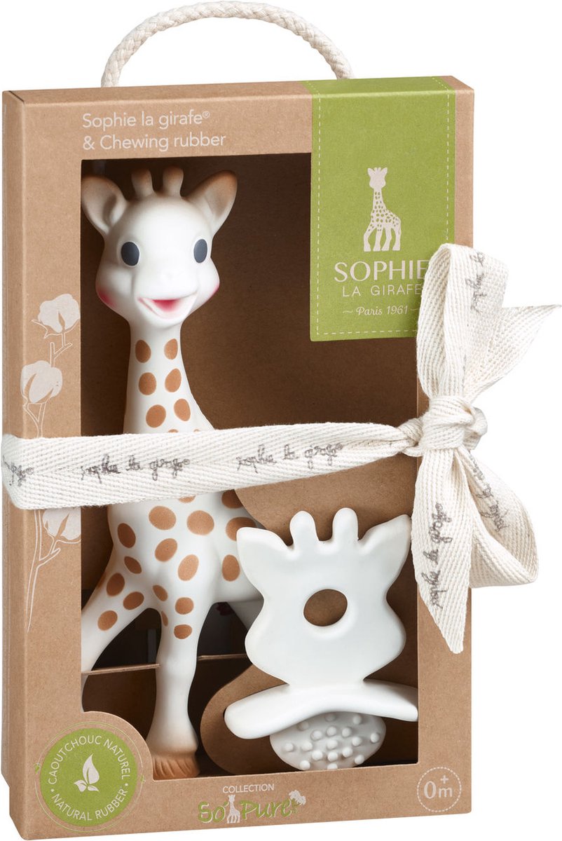 Sophie the giraffe so'pure børnelegetøjssæt - so'pure børnesut - 100% naturgummi - fra 0 måneder - 2 stk.