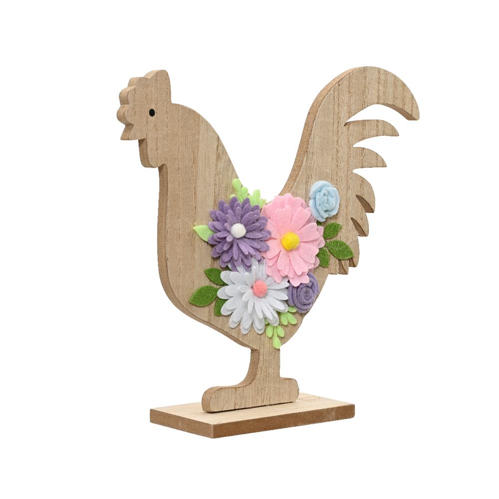 Decoris statue hane med blomster mdf h20cm