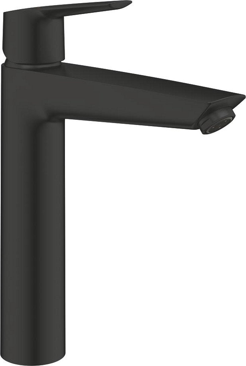 Grohe quickfix start etgrebs håndvaskarmatur til fritstående håndvaske med push-open affald, xl-størrelse, energi- og vandbesparende, mat sort. nem at installere med det hurtige værktøj.