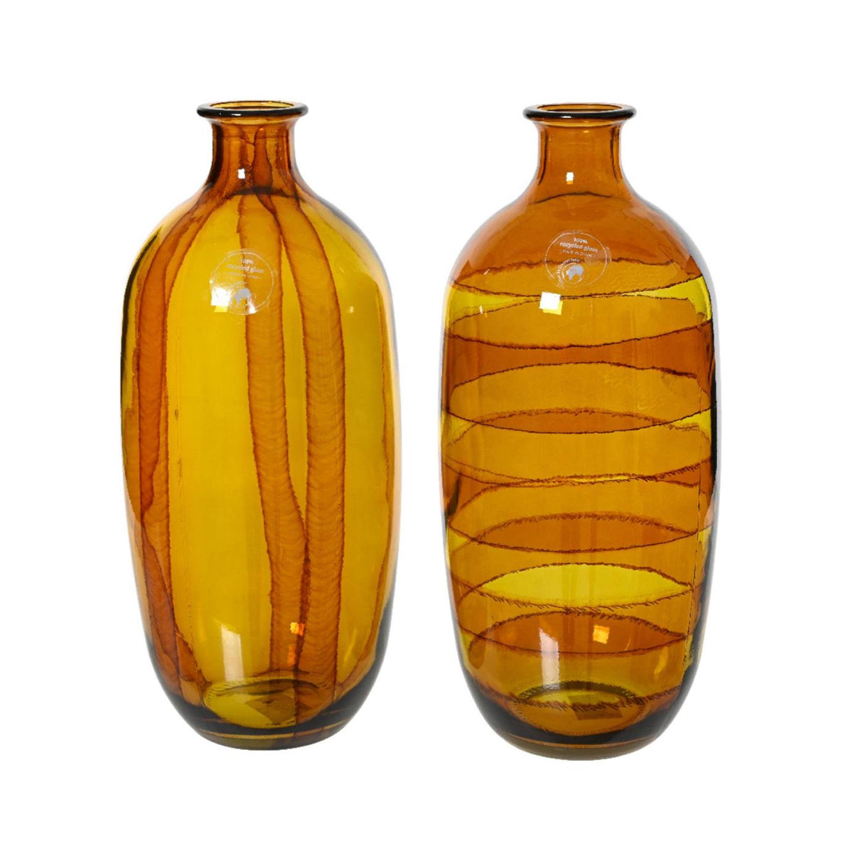 Decoris vase genbrugsglas h31cm gul