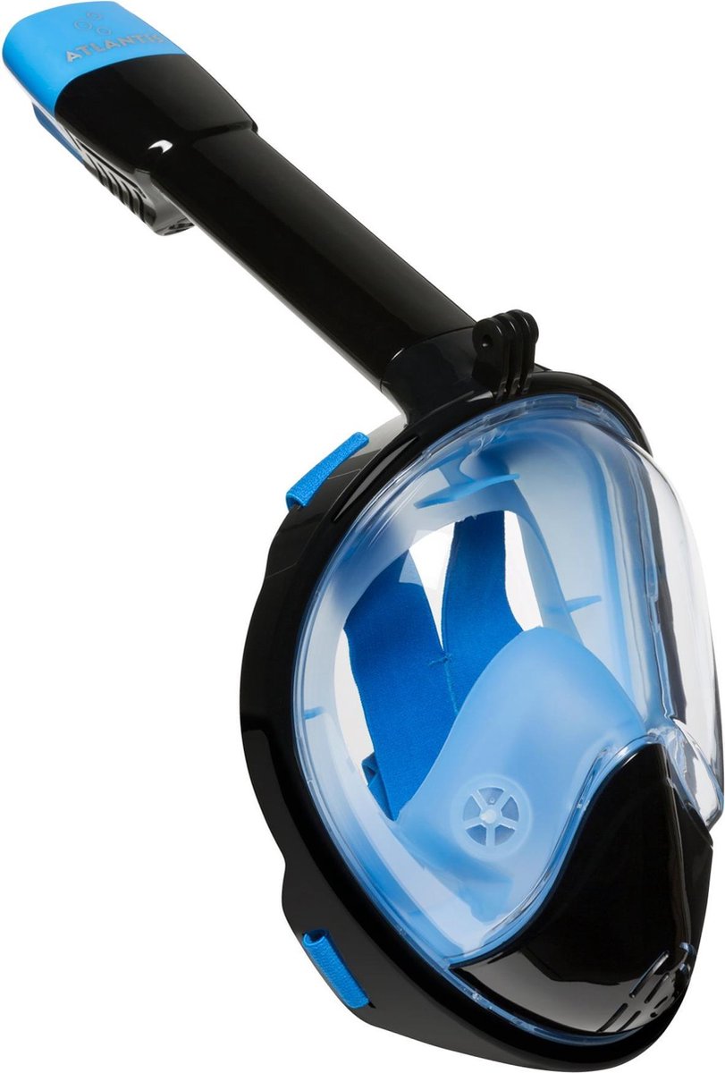 Atlantis snorkelmaske 2.0 - dykkerbriller - snorkel - snorkelsæt - helmaske - voksne - sort blå - L XL