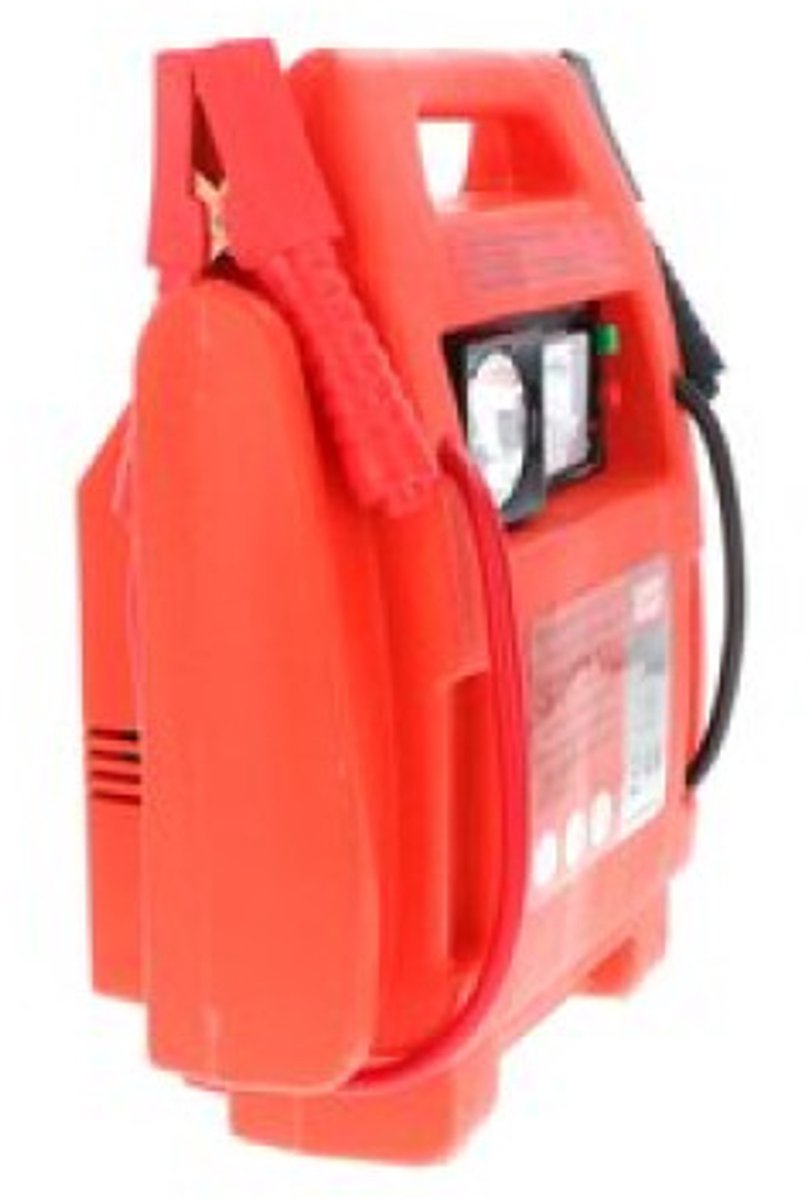 Carpoint jumpstarter – 12 volt – med luftkompressor – spidseffekt 400a – opladning med 230 volt eller 12 volt adapter – maksimalt kompressortryk 18 bar 260 psi – indbygget LED-belysning – mål 365x345x175mm