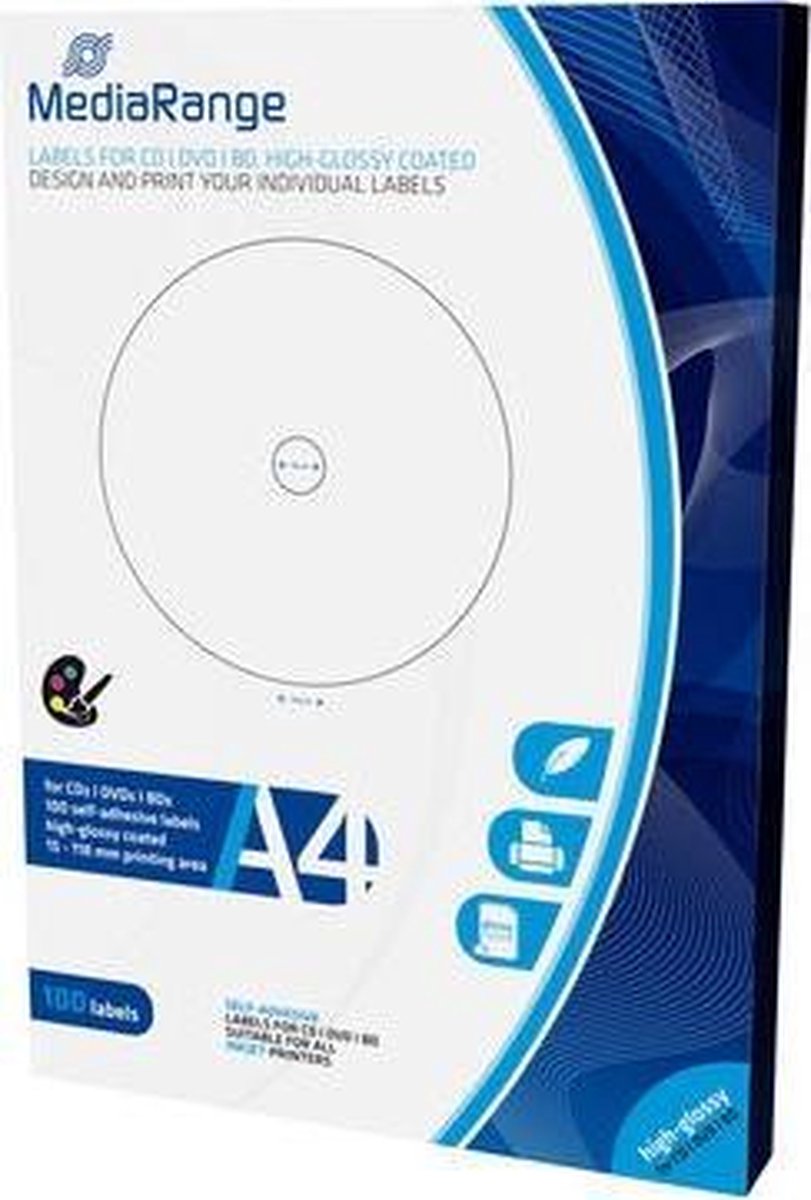 Mediarange mrink132 etiket hvid 100 stk.