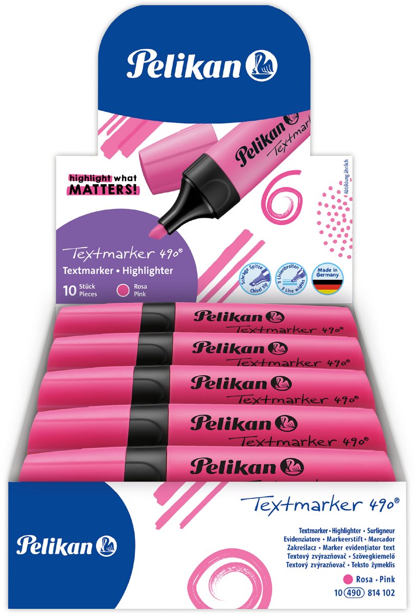Pelikan tekstmarkør 490 - highlighter - pink - 10 stk
