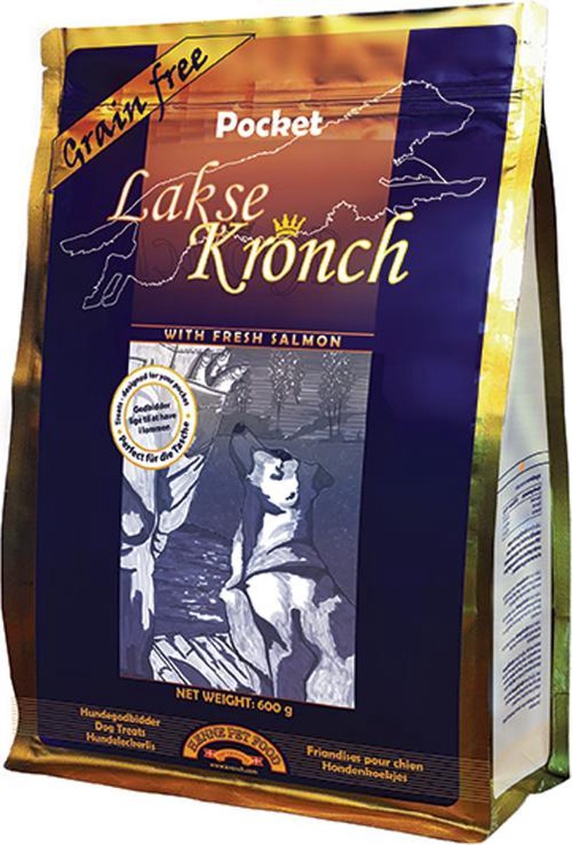 Kronch 76% laks snacks lommer