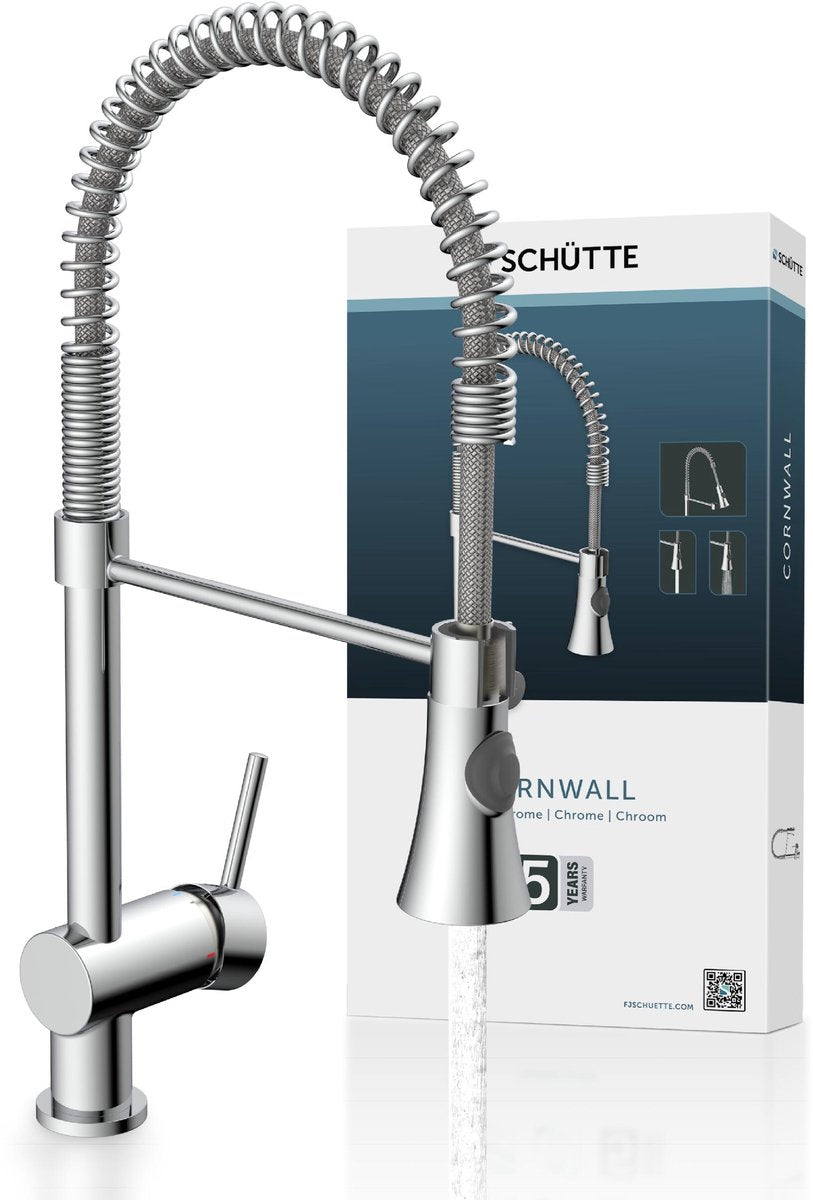 Schütte Cornwall design køkkenhane - blandingsbatteri - drejetud med spiralfjeder - krom