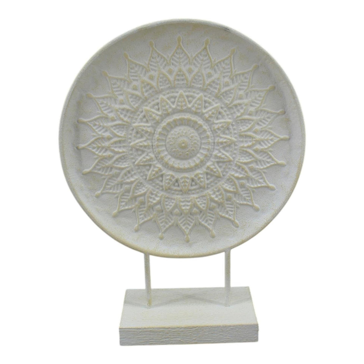 Mansion atmosphere decoratie ornament op voet metaal crã¨me 35x12x46,5cm