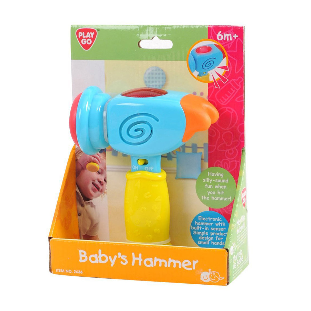 Playgo baby legetøjshammer med lys og lyd - motorik.