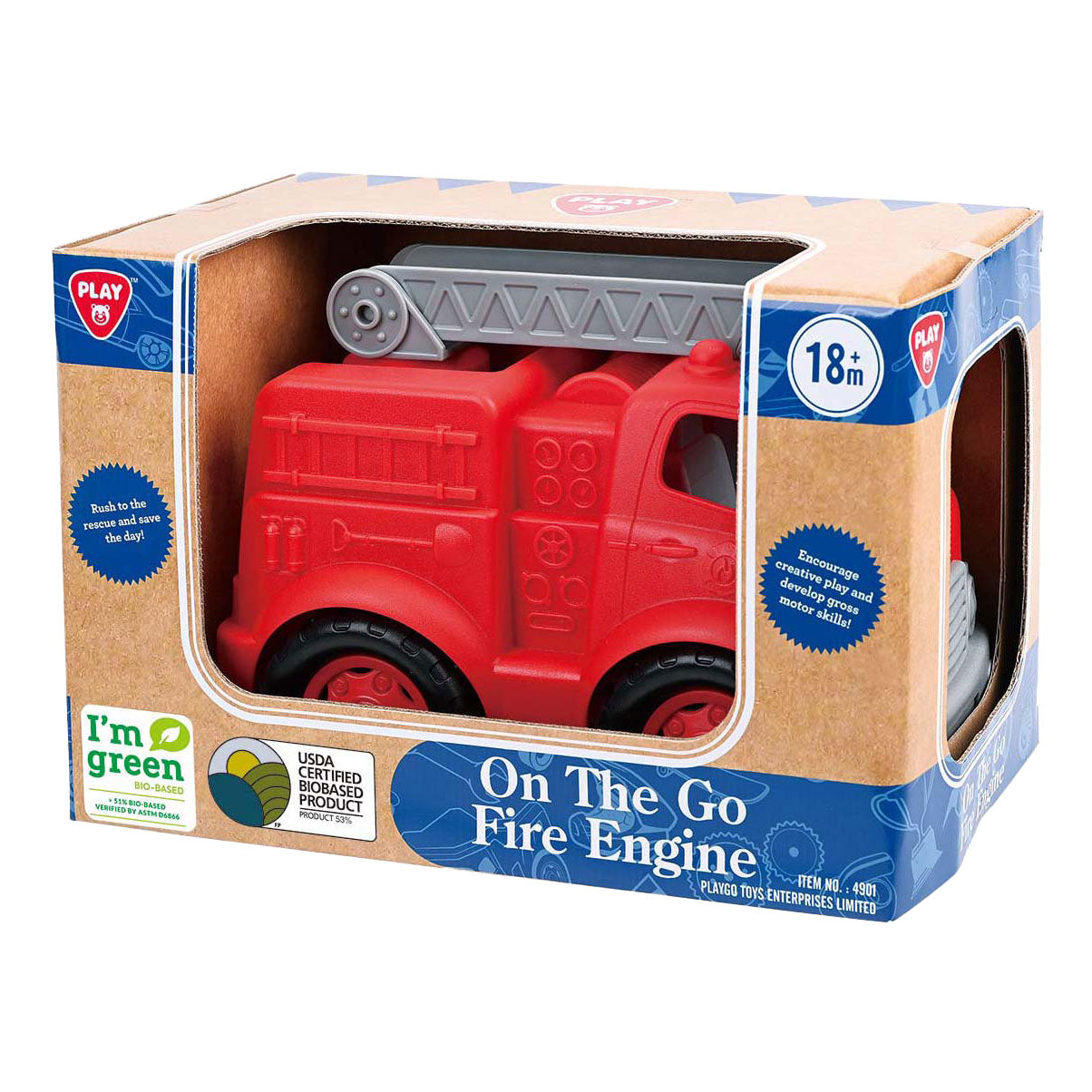 Playgo biobaseret brandbil rød - 28cm
