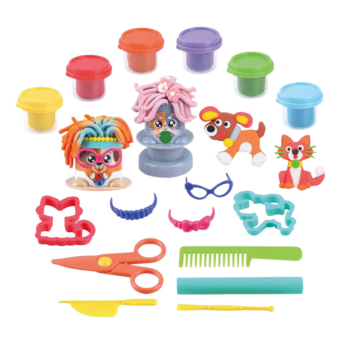 Playgo junior pet groomer lersæt - 6 lerpotter