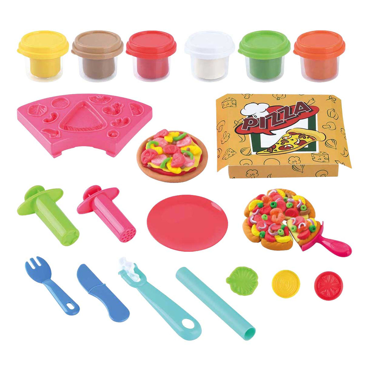 Playgo pizza lersæt - 6 lerpotter