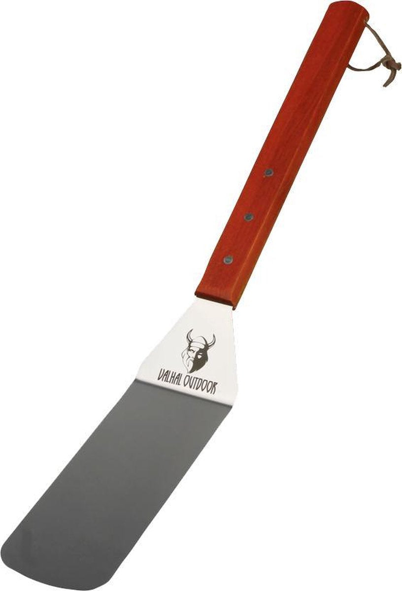 Valhal outdoor lange flexibele spatel - met ophangkoord van leer - rvs hout - vh.sp4