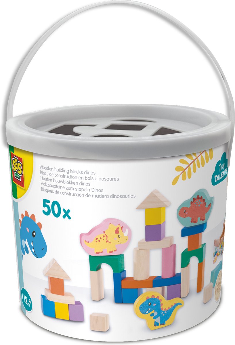 Ses creative ses træbyggeklodser dinosaurer, 50 stk.