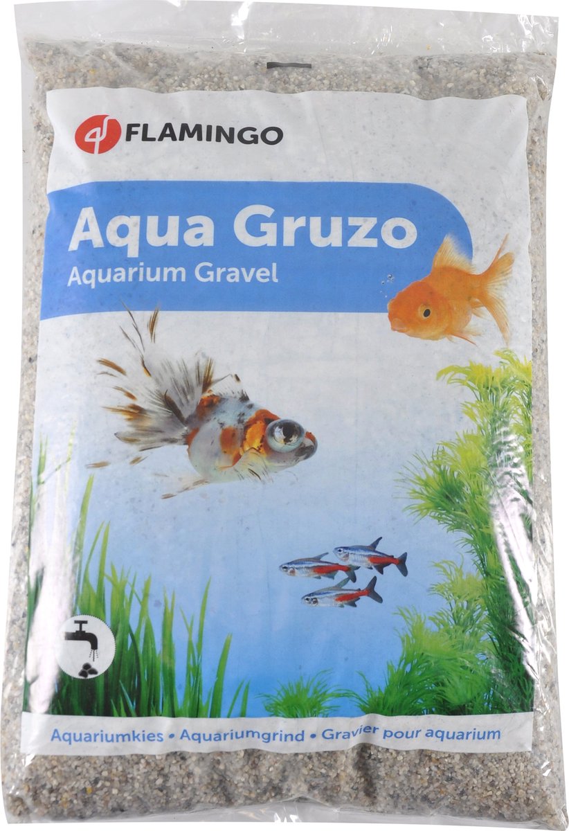Flamingo akvarium – grus gruzo fine – akvariegrus – fint grus til akvarium – grå – 43x29x7 cm – 10 kg – klar til brug – Europæisk kvalitet