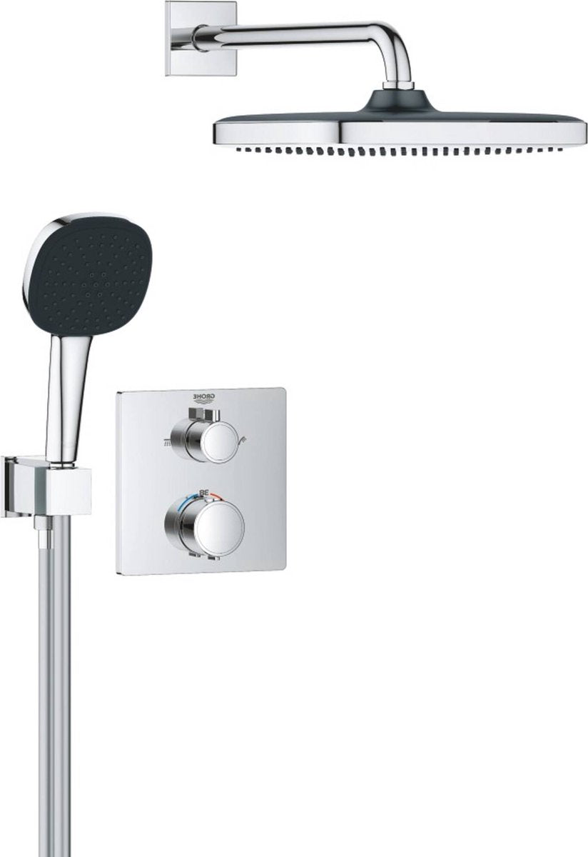 Grohe præcision indbygget brusesystem - firkantet kontrolpanel - krom