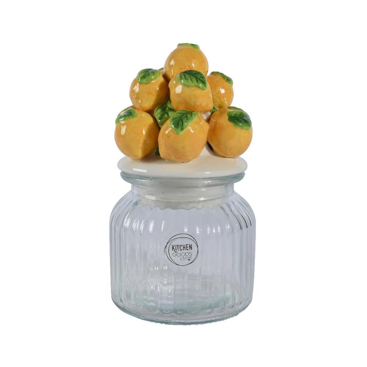 Decoris opbevaringskrukke citron 19cm glas lertøj