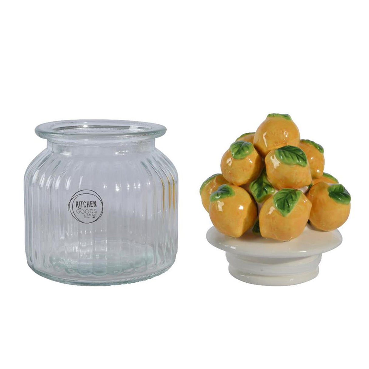 Decoris opbevaringskrukke citron 19cm glas lertøj