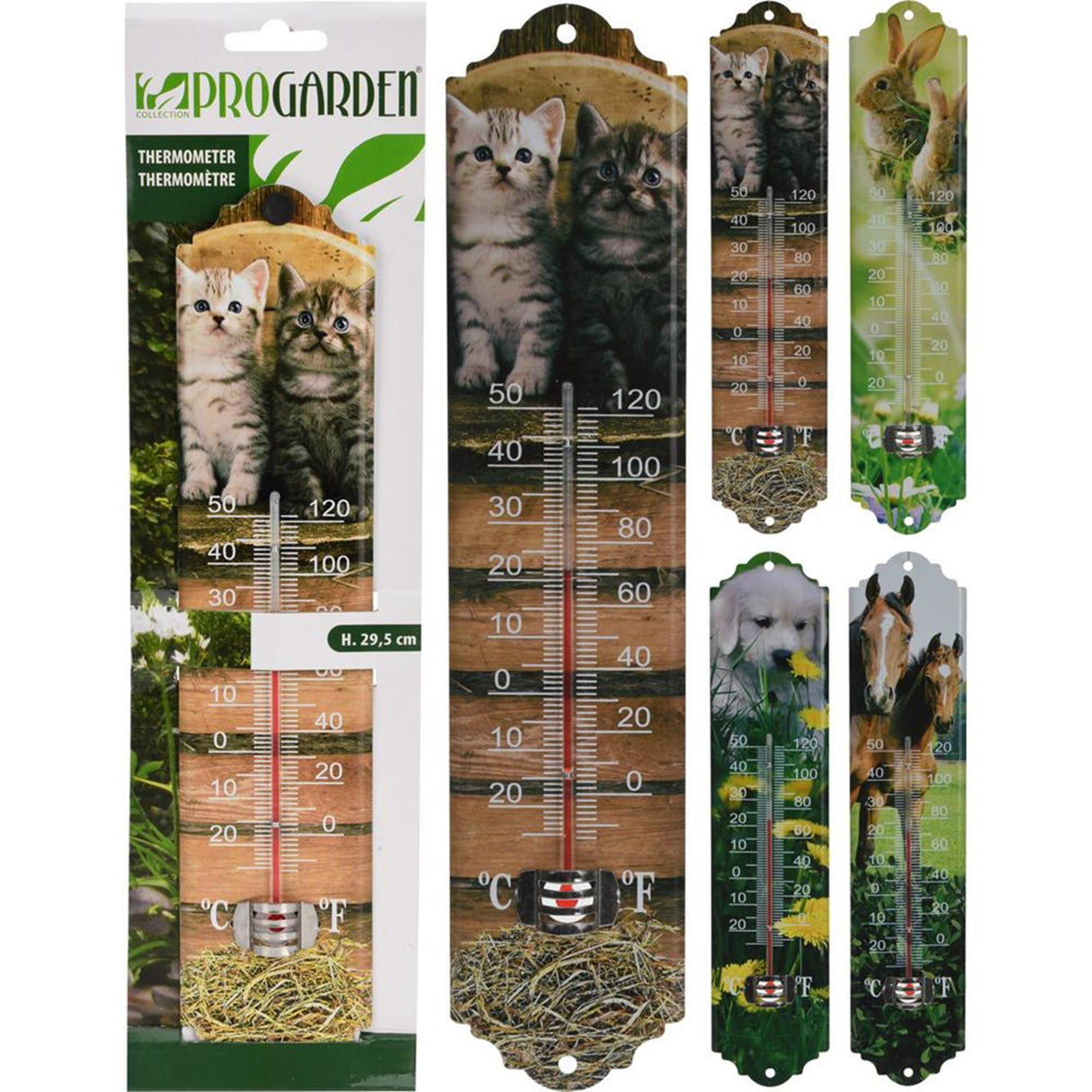Pro garden thermometer 29,5cm 4 assorti
