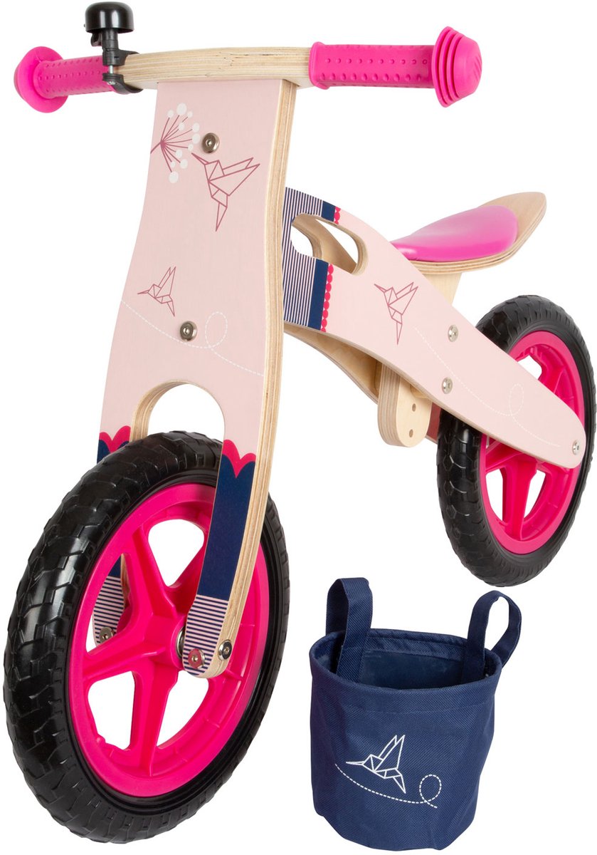Lille fod - balancecykel i træ kolibri pink
