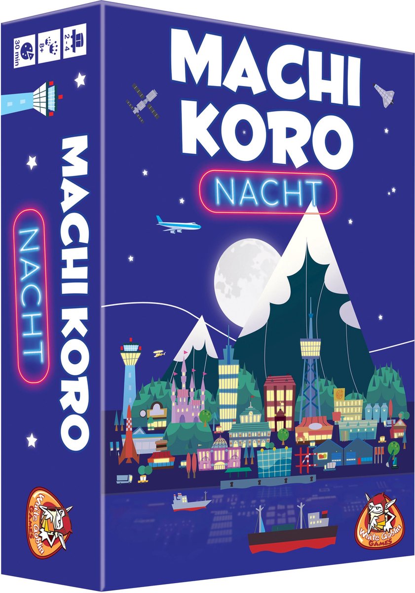 White goblin-spil - machi koro night - familiespil - 2 til 4 spillere - 30 minutter - fra 8 år