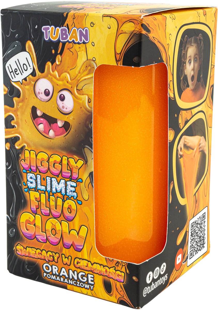 Tuban jiggly slime fluo glow - orange 430 g legetøjsslim.