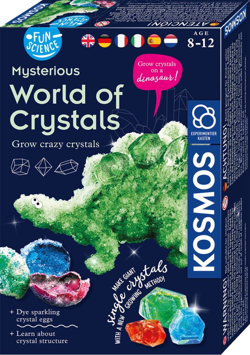 Kosmos verden af krystaller – eksperimentsæt – dyrk smukke krystaller i forskellige farver og former – inklusive krystalpulver, forme og instruktioner – krystalverden