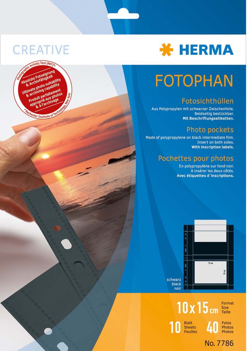 Herma fotophan 10x15 liggende 10 ark sort 7786