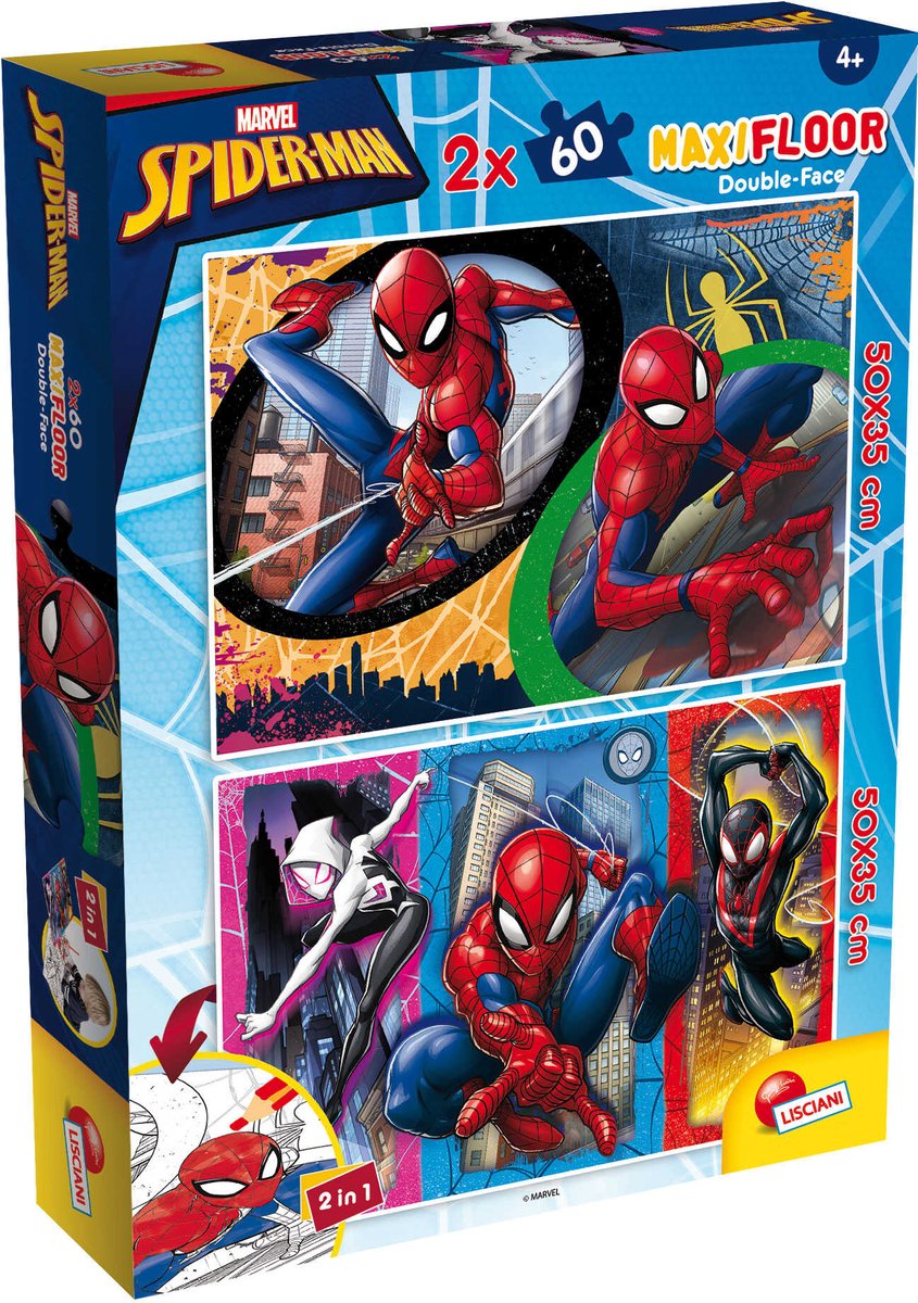 Lisciani marvel puslespil df maxi floor 2 x 60 spider-man