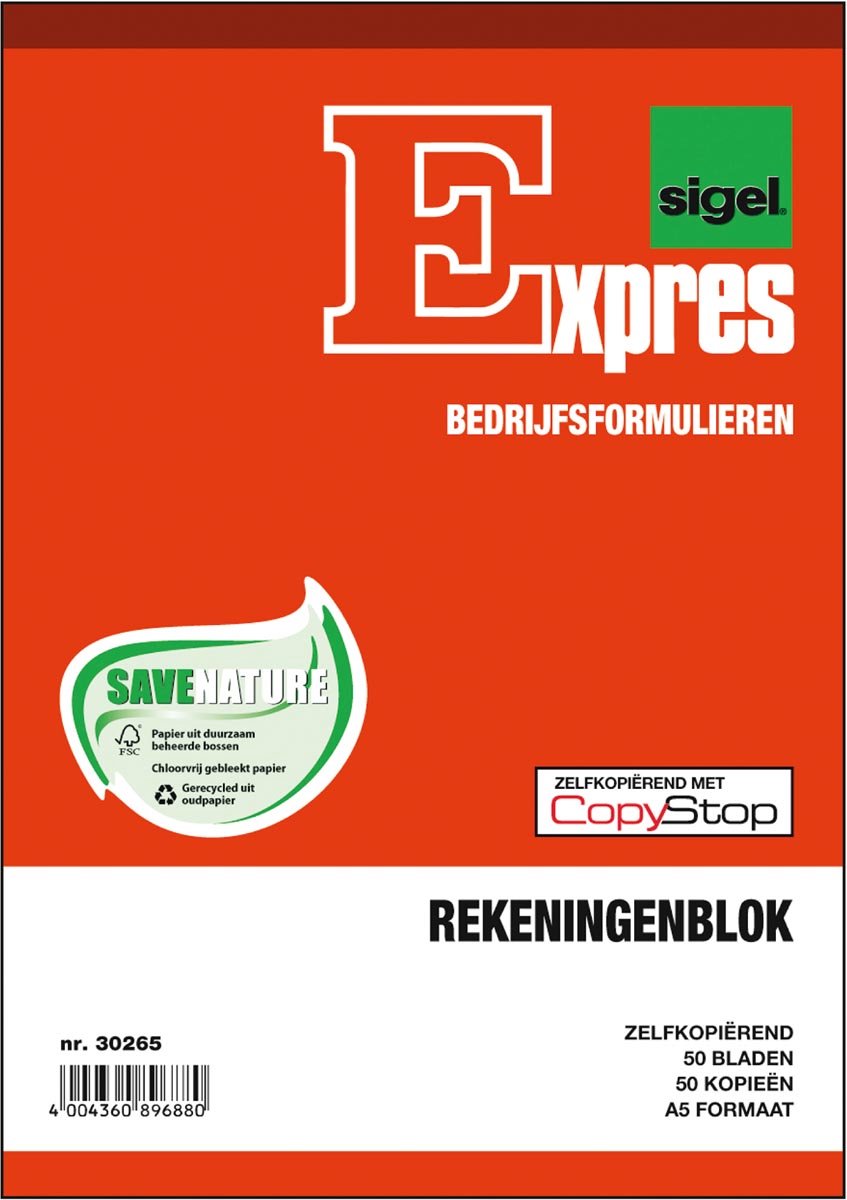 Sigel Express kontanter og kvitteringsblanketter kontoblok, A5, 2x50 ark (krymp 5 stk.)