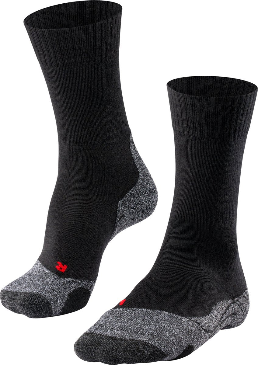Falke tk2 anti-blister tykt uld funktionsmateriale gåstrømper dame sort - str. 41-42