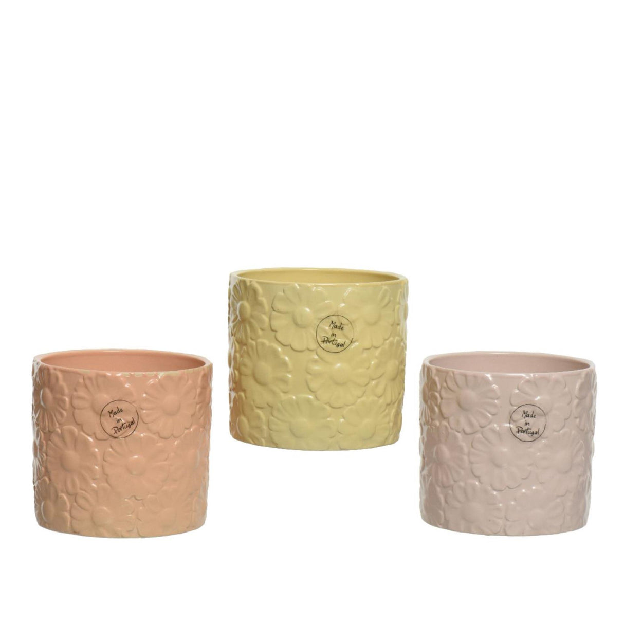 Decoris urtepotte keramik ø12,8x13,1cm med blomsterrelief pastel