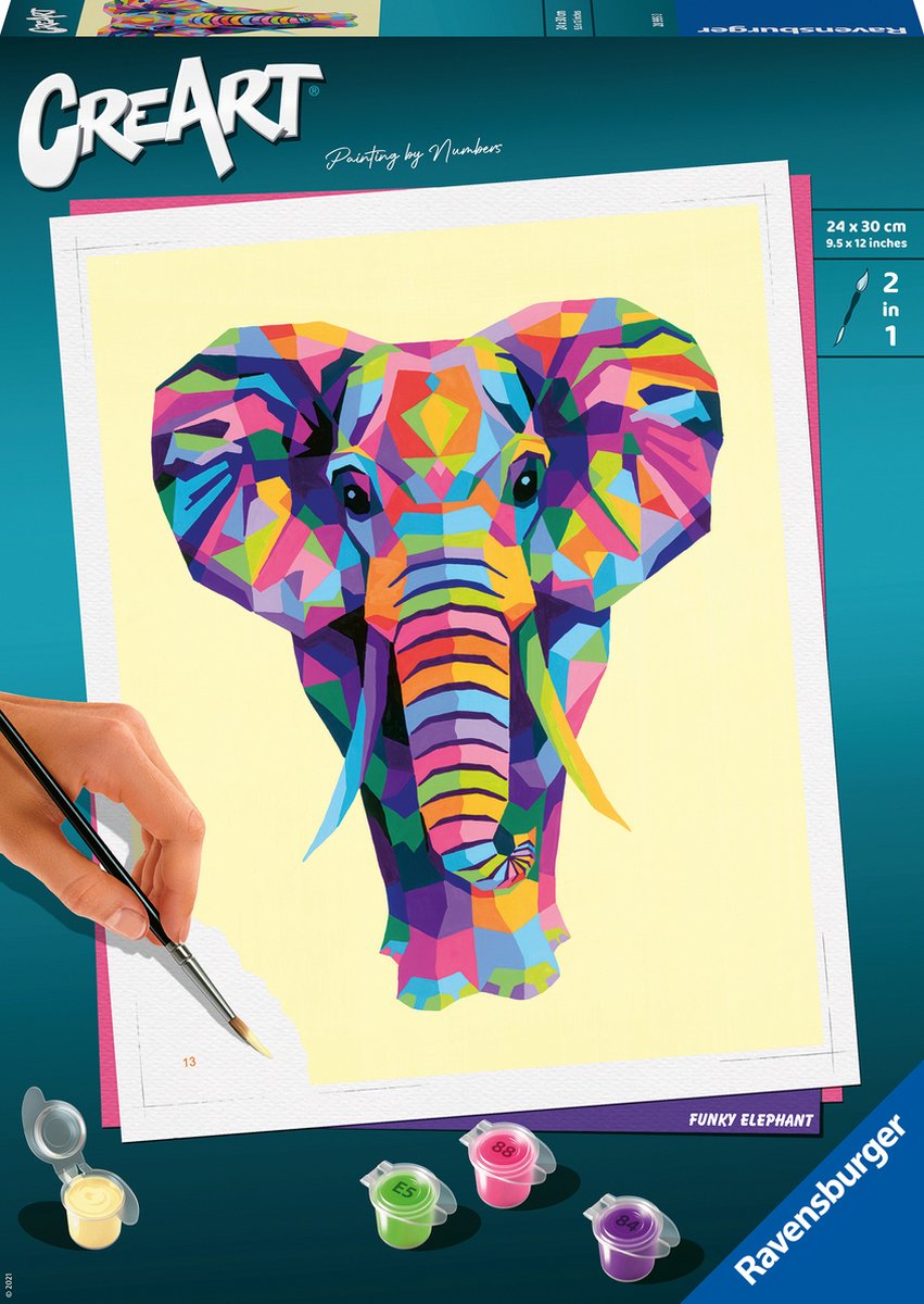 Ravensburger maleri efter tal for voksne - creart elefant - 12+ år