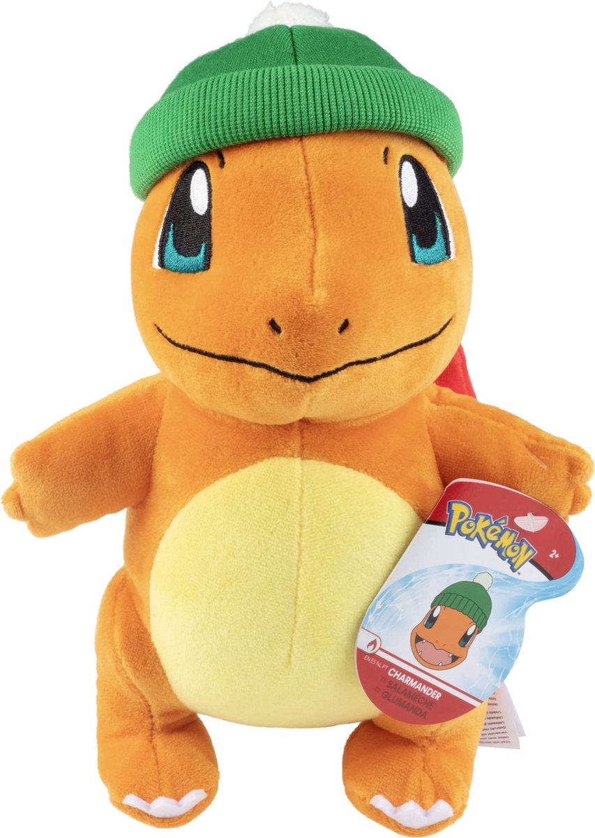 Pokémon ferie plys - charmander med vinterhue 20 cm