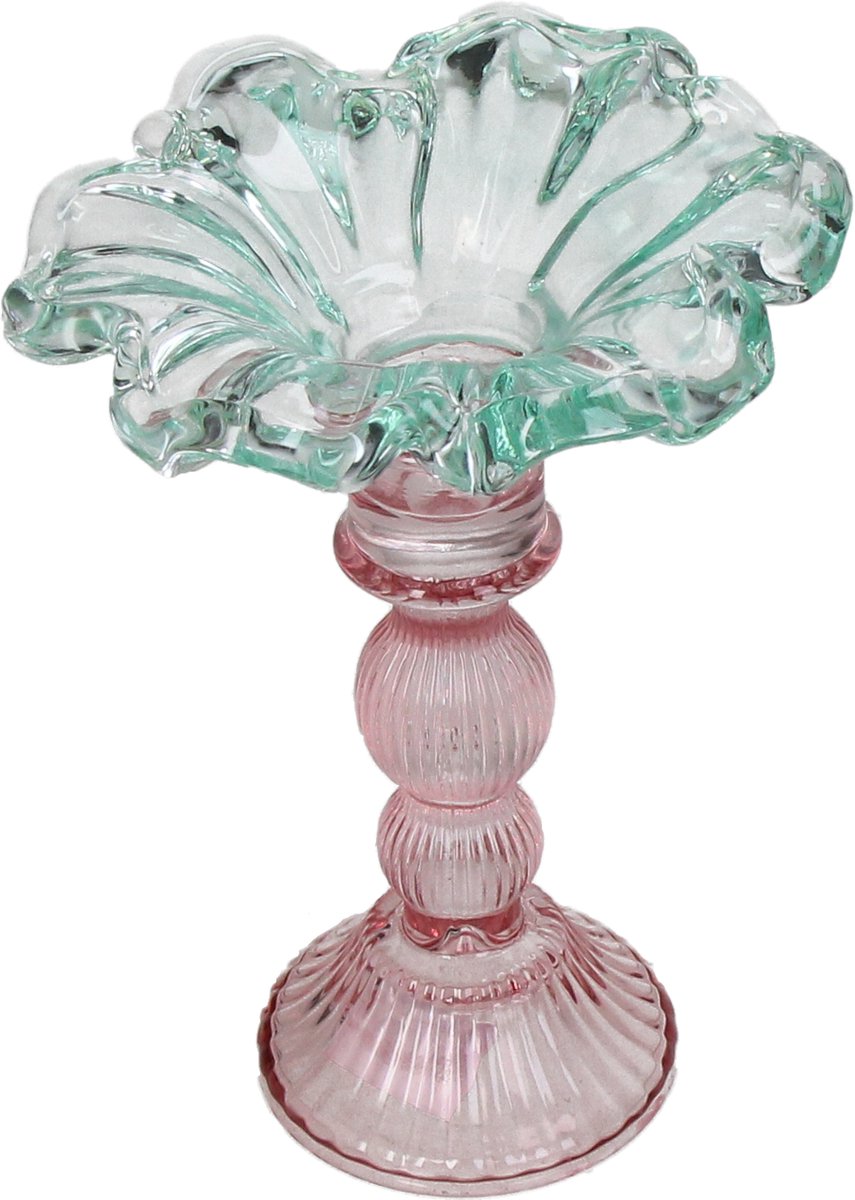 Hd collection kandelaar glas multi 14x14x19cm