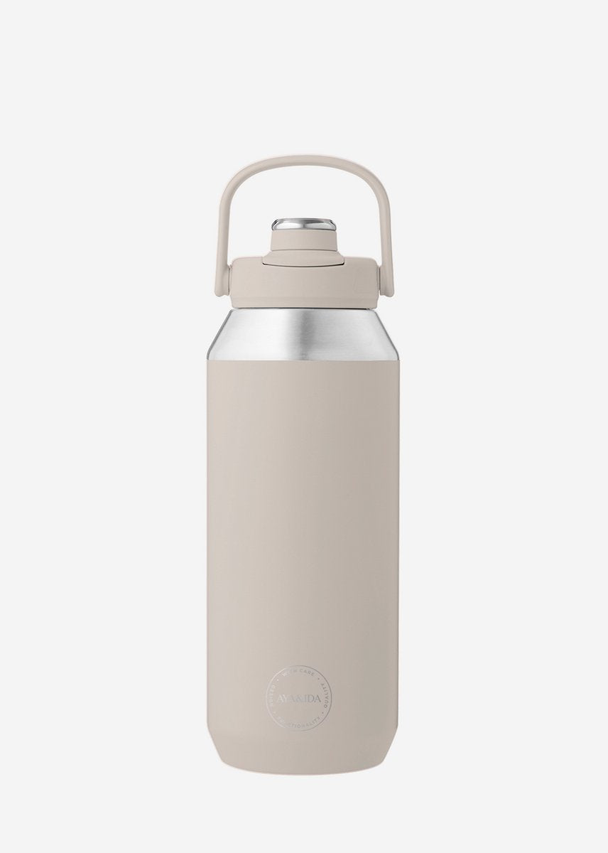 Aya ida aya ida - sportsflaske - drikkedunk - termokande - vandflaske - rustfrit stål - 950 ml - cremebeige
