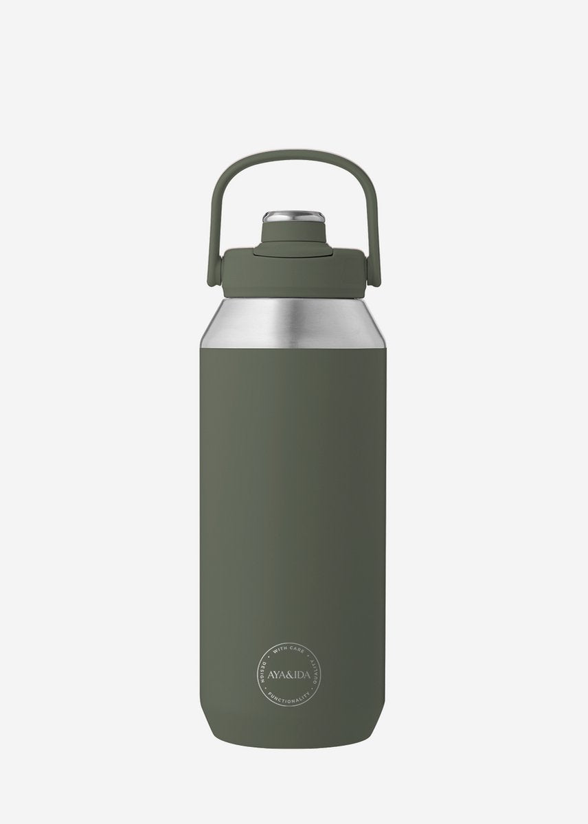 Aya ida aya ida - sportsflaske - drikkedunk - termokande - vandflaske - rustfrit stål - 950 ml - tropisk grøn