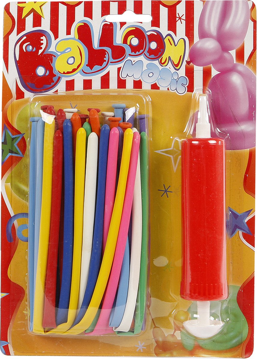 Ikke-mærkede modellerbare balloner med pumpe, 20 stk.