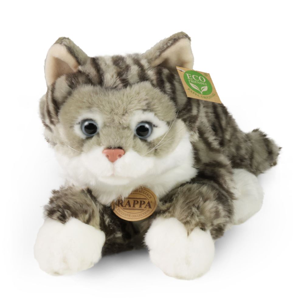 Plys grå tabby kat 40 cm øko-ven
