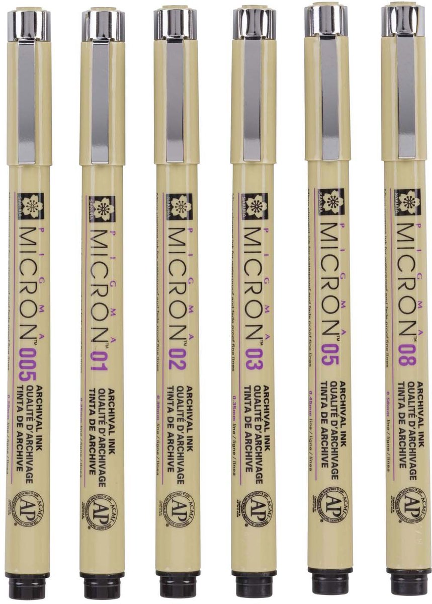 Sakura pigma micron penalhus 6 fineliners sort