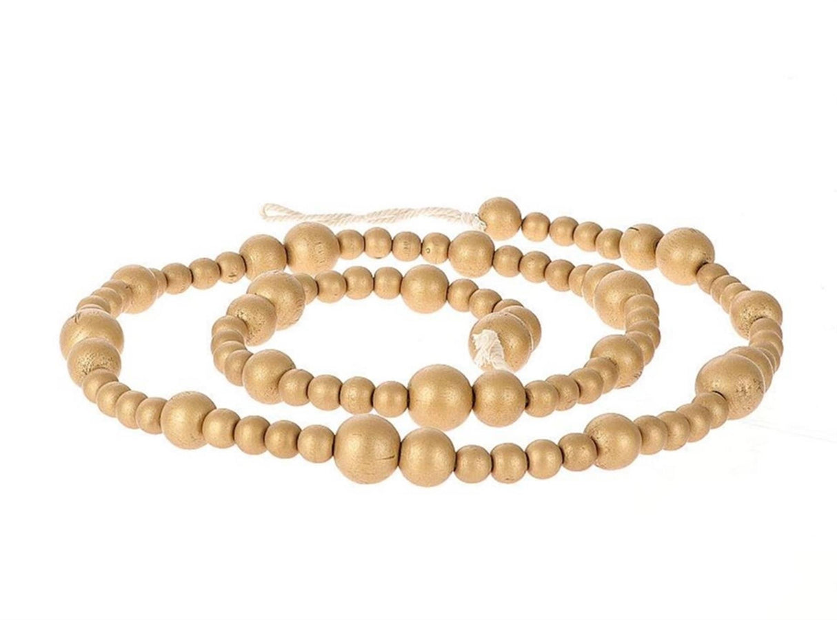 Hbx natural living deco perlesnor af træperler l165cm guld