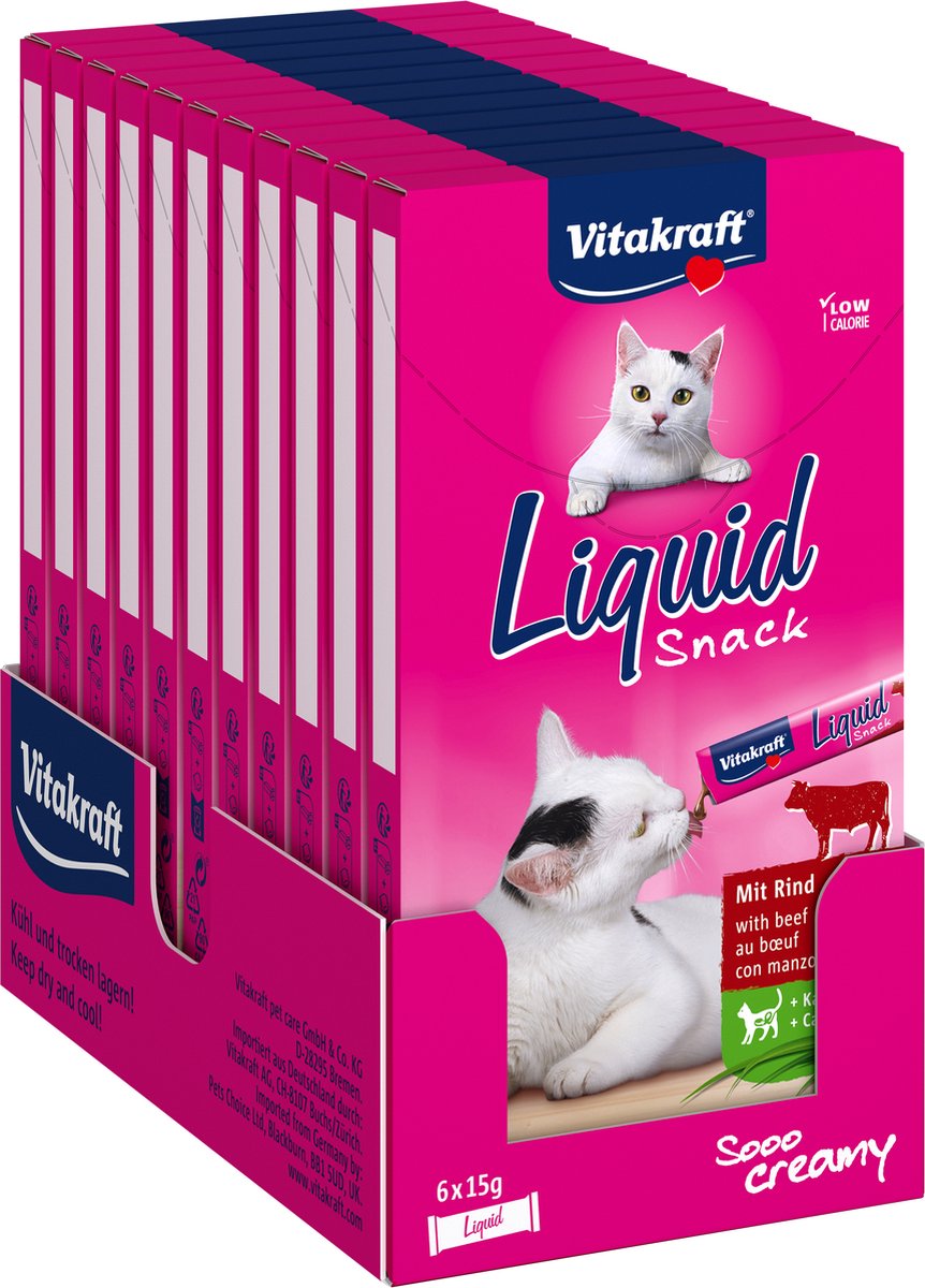 Vitakraft flydende snack - oksekød - 11x6 stykker (66 stykker) - 66x15 gram