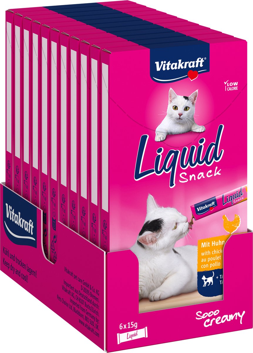 Vitakraft flydende snack - kylling - 11x6 stykker (66 stykker) 66x15 gram