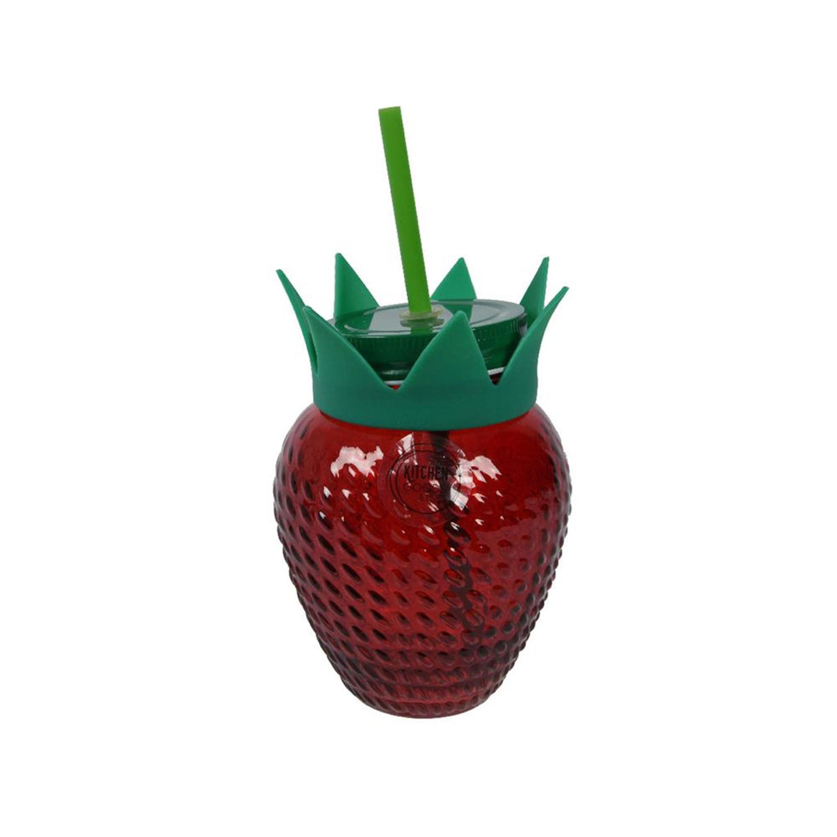 Decoris drikkekop jordbær med halmglas rød 450ml dia.10x13cm tåler ikke opvaskemaskine