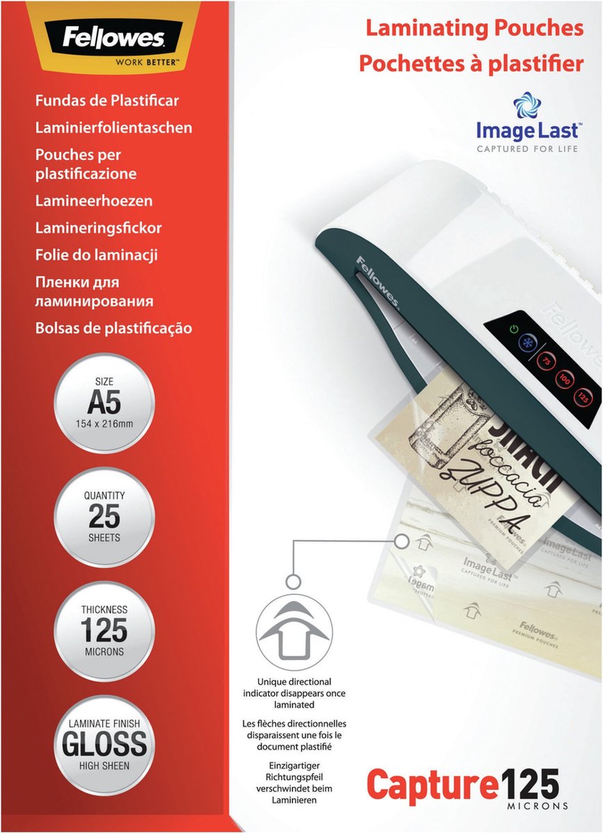 Fellowes lamineringsposer imagelast a5 125 mikron 25 stk