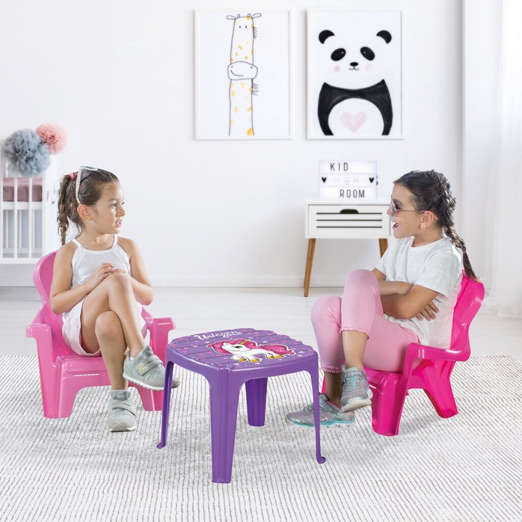 Dolu enhjørning pink bord med stole