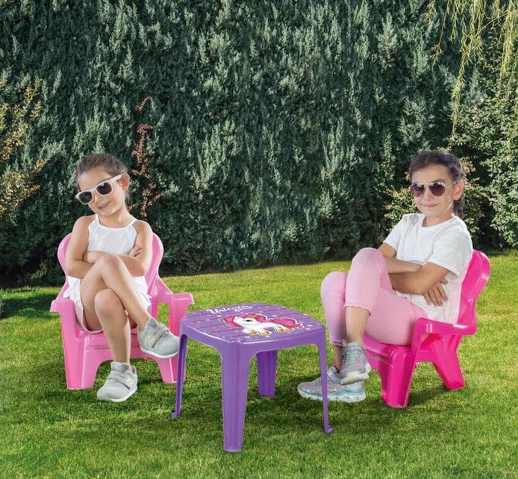Dolu enhjørning pink bord med stole