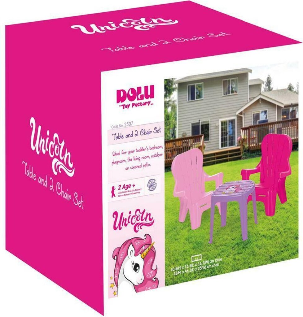 Dolu enhjørning pink bord med stole