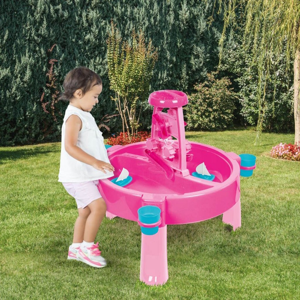 Dolu 2-i-1 vandbord sandbord med tilbehør pink 98x98x77cm