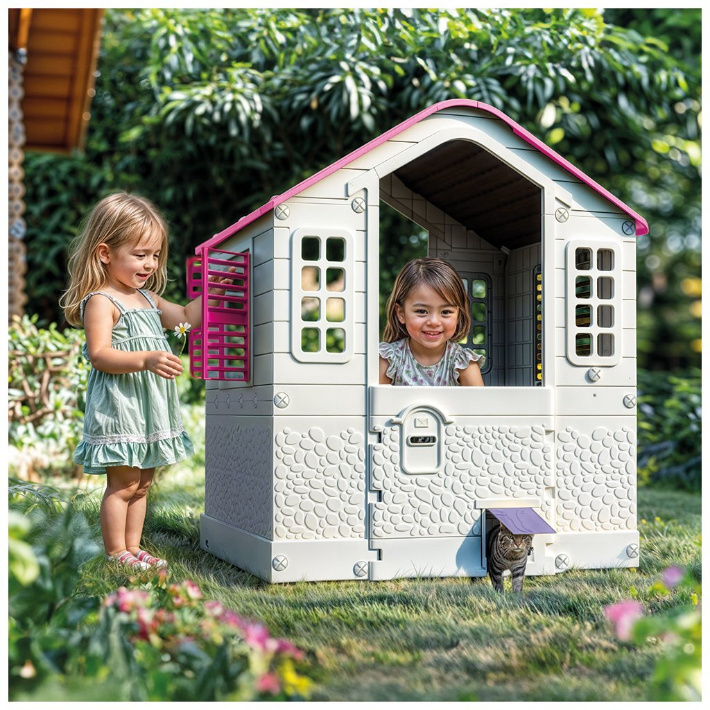 Dolu legehus hvid pink 109x95x87,5cm
